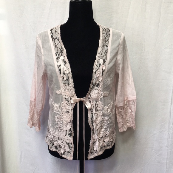 Together Tops - Vintage lace and ribbon tie top